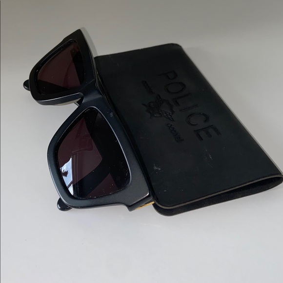 Police Matte Black Aviator Sunglasses Eastern States gold logo etching unisex - Picture 3 of 10